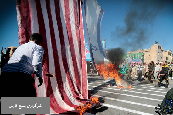 به آتش کشیده شدن پرچم آمریکا و رژیم صهیونیستی توسط نمایندگان اقشار مردم/ تصاویر
