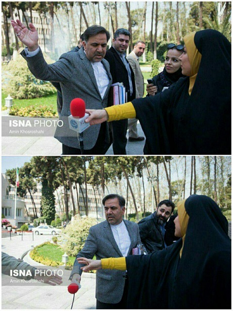 برخورد عجیب و ناپسند وزیر راه با یک خبرنگار/ تصویر