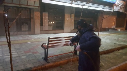 ضدعفونی معابر شهری و دوخت ماسک توسط بسیجیان ناحیه میثم تمار