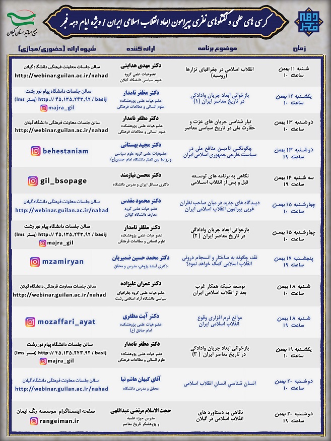 برگزاری کرسی‌های علمی و گفتگوهای نظری پیرامون ابعاد انقلاب اسلامی ایران