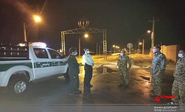 سرکشی مسئولین سپاه و فرماندهی انتظامی تنگستان از گشت‌های بسیج