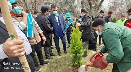 کاشت نهال در بوستان آزادگان به نام یک شهید مدافع حرم