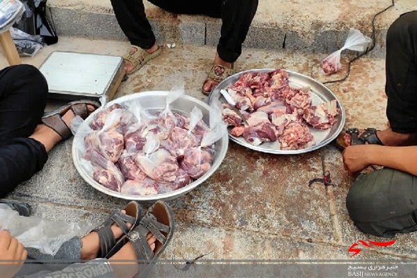 ذبح دام توسط بسیجیان روستای چاه پیر تنگستان به مناسبت عید قربان