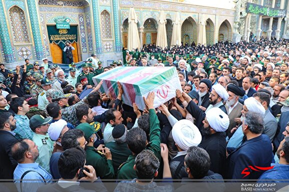 تشییع و خاکسپاری پیکر شهید دهه هشتادی مدافع امنیت در قم