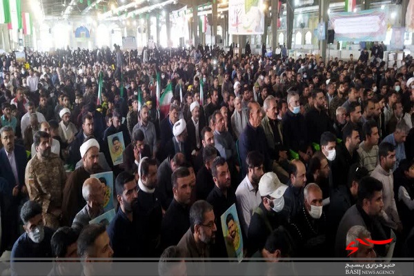 اجتماع باشکوه بسیجیان شهرستان جهرم همراه با استقبال از پیکر مطهر شهید مدافع حرم