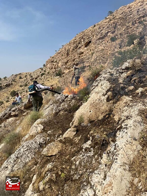 مهار آتش‌سوزی با حضور گروه‌های جهادی در کازرون