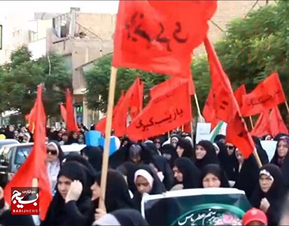 حضور پر شور بسیجیان حوزه مقاومت محمد رسول الله ص در تجمع حماسه ساز ایستادگی برای حجاب+فیلم
