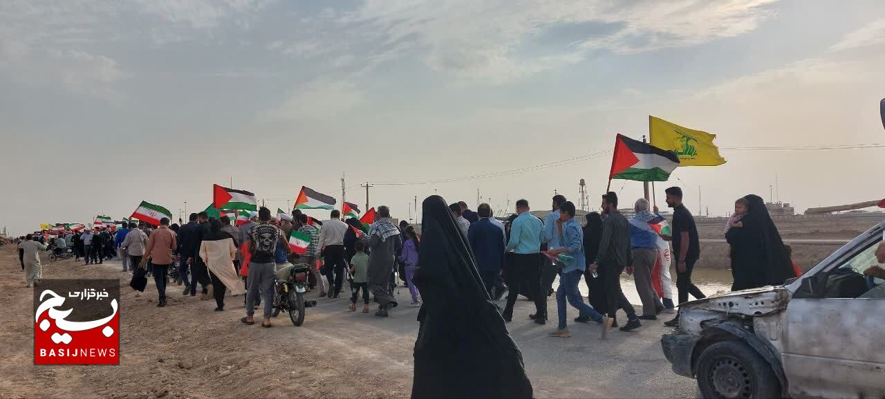 تجمع مردم خوزستان در حمایت از مردم مظلوم و مقاوم غزه  در مرز بین المللی شلمچه
