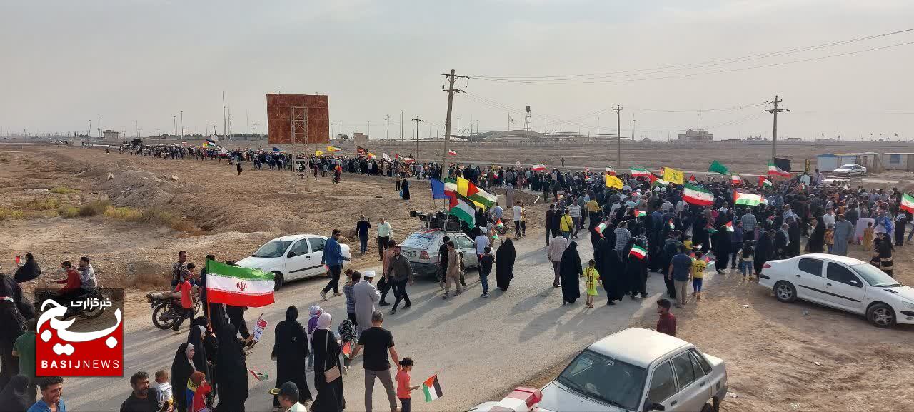 تجمع مردم خوزستان در حمایت از مردم مظلوم و مقاوم غزه  در مرز بین المللی شلمچه