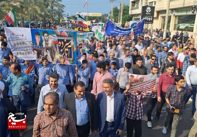طنین ‌فریاد مرگ بر آمریکا از کنار خلیج‌ فارس/‌‌ بوشهری‌ها بار دیگر جنایات اسرائیل را محکوم کردند