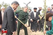 مشارکت فرمانده سپاه ناحیه گرمسار در کاشت نهال به مناسبت هفته منابع طبیعی +عکس
