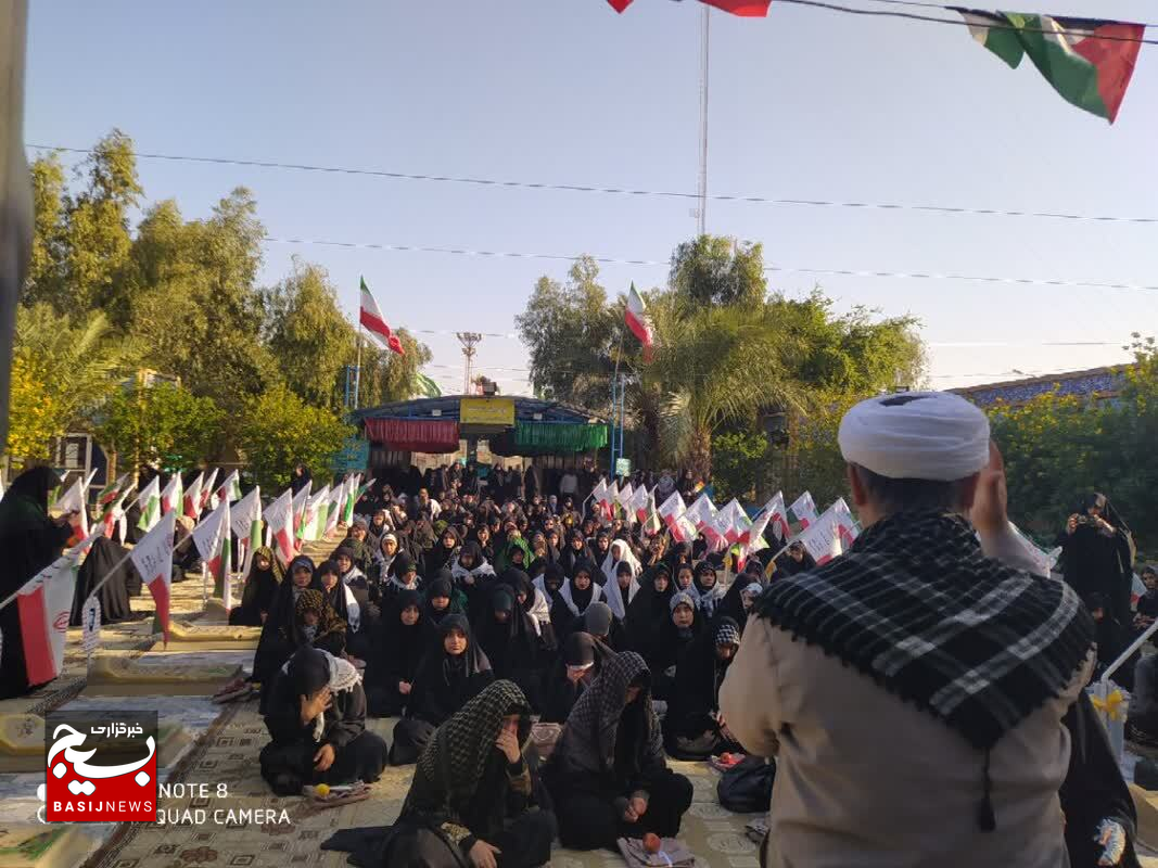 تصاویر زیبا و دیدنی از خلوت دانش اموزان دختر یاسوجی با شهدا در مناطق عملیاتی جنوب کشور + (تصاویر)