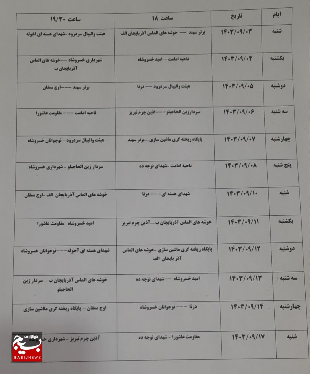 برگزاری مسابقات والیبال به میزبانی تربیت بدنی سپاه امامت تبریز 