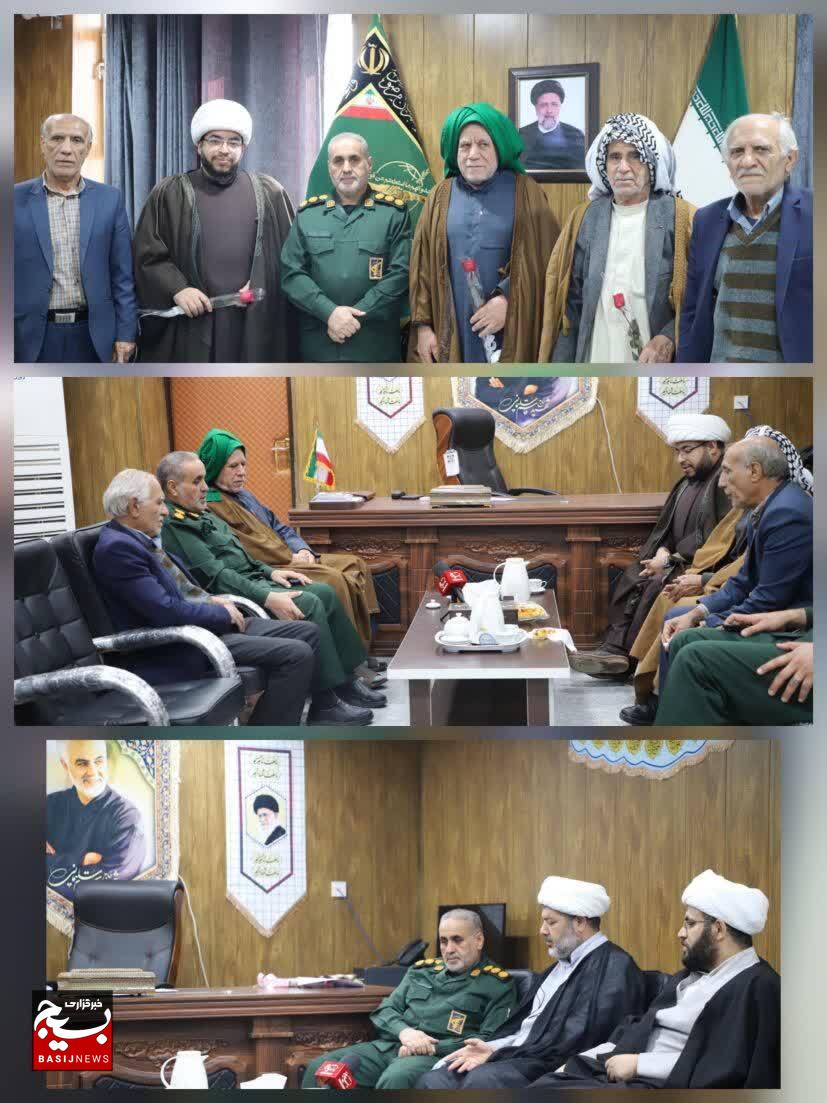 دیدار مسئولان و سادات دشت آزادگان با فرمانده بسیج در سالروز ولادت امام حسین(ع) و روز پاسدار