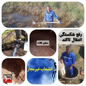 رفع گرفتگی و شست‌وشوی مخزن آب شرب روستای آقچه‌کند تا شناسایی و قطع انشعاب غیرمجاز 