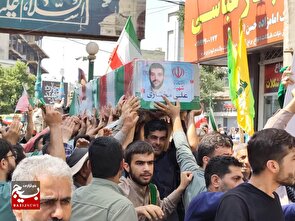 تشییع پیکر شهید والامقام علی مختاری، در آستان مقدس امامزاده حسن (ع) کرج