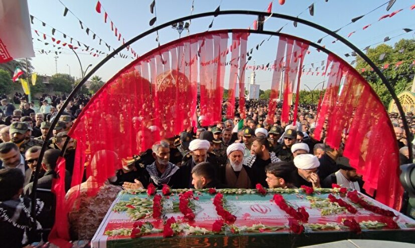تشییع باشکوه پیکر شهید تجاوز نظامی رژیم صهیونیستی در صفی آباد دزفول