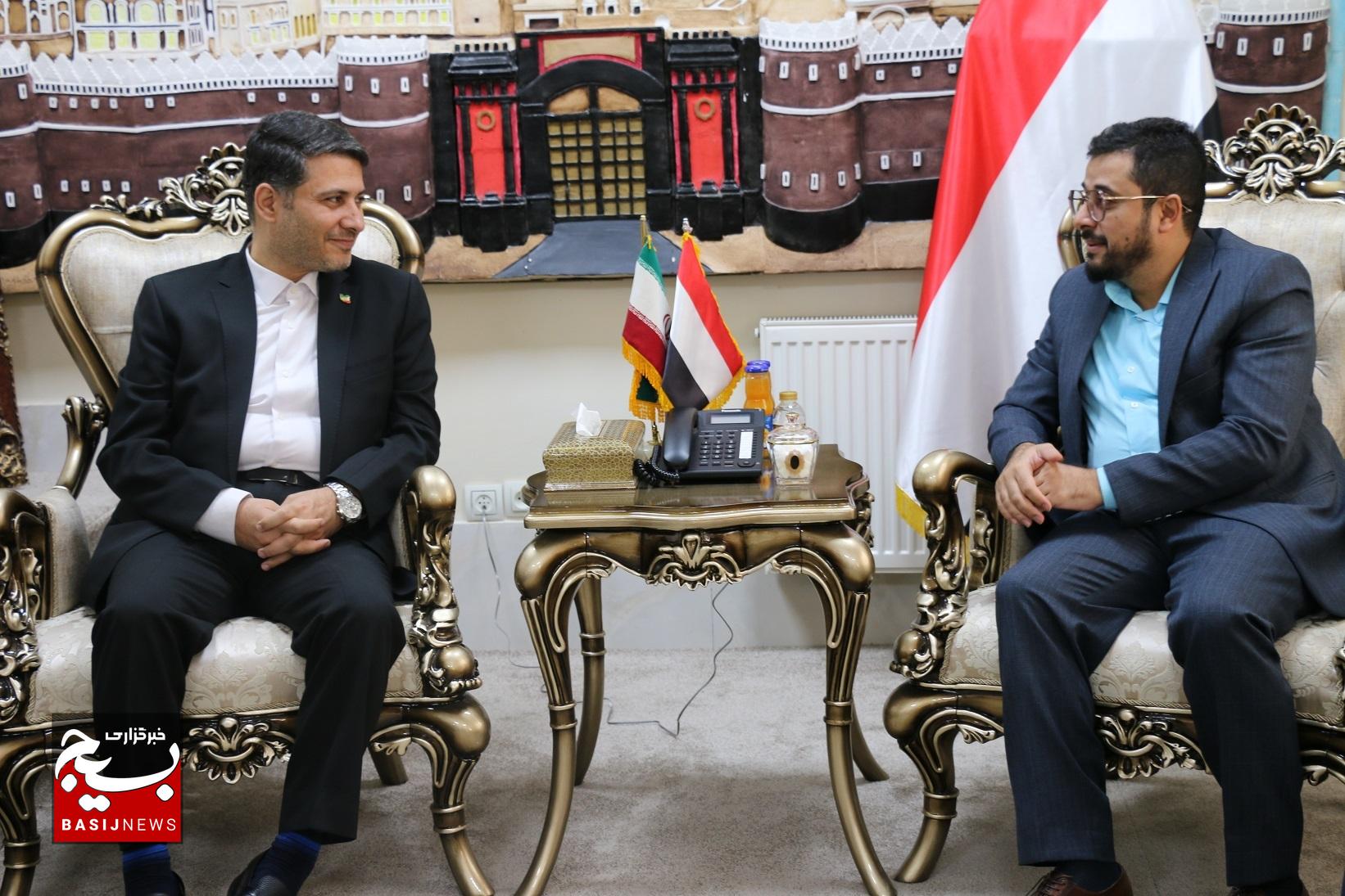 دیدار معاون بین‌الملل سازمان بسیج و رئیس سازمان بسیج رسانه کشور با سفیر یمن