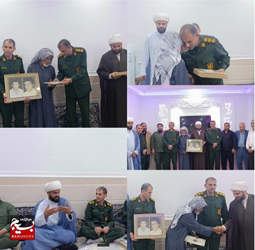 دیدار صمیمانه فرمانده و مسئول دفتر نمایندگی ولی فقیه در ناحیه کارون با خانواده شهید ناصری