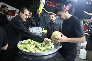 تصاویری از مواکب خدمات‌رسان ایرانی و عراقی در مسیر قزوین تهران