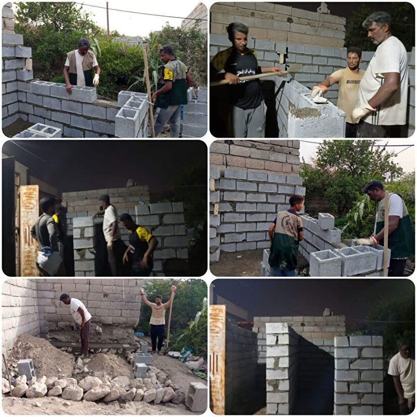دیوارچینی برای تأسیس امکانات بهداشتی خانواده نیازمند در دهبارز شهرستان رودان