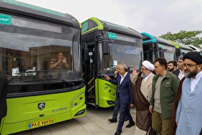 آیین بهره‌برداری از ۲۵ دستگاه اتوبوس برقی ناوگان حمل‌ونقل عمومی در تبریز