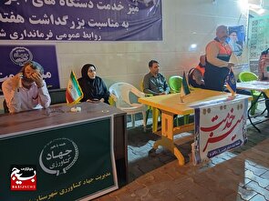 برپایی میز خدمت ادارات تنگستان در اجتماعات شبانه شهر اهرم