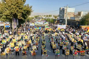 فریاد استکبارستیزی مردم نهاوند در یوم&lrm;الله ۱۳ آبان