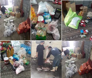 توزیع 50  سبد کالای معیشتی و گوشت گرم بین خانواده های نیازمند کیانشهر