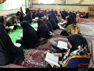 برگزاری مراسم ختم قرآن طی ماه رمضان در پایگاه انسیه روستای زاغه