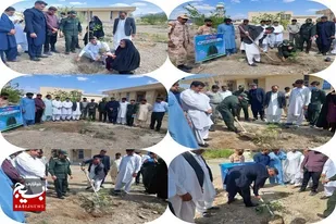 کاشت ۱۰۰ اصله نهال درخت مثمر به یاد شهدا در سپاه نیکشهر