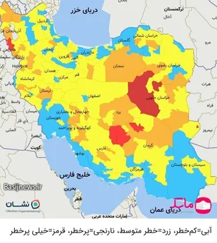 رنگ&zwnj;بندی جدید کرونا در خوزستان؛ ۲ شهر زرد، ۲۵ شهر آبی