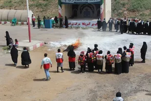 برگزاری رزمایش الی بیت المقدس با حضور خواهران در شهرستان ایجرود