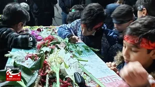 وداع با پیکر شهید گمنام دفاع مقدس همزمان با عزاداری حضرت زهرا(س) در ماهدشت