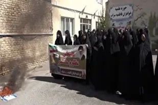 تجمع بانوان حوزه فاطمیه سراب در حمایت از مردم مظلوم فلسطین