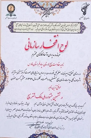 ناحیه مقاومت بسیج سپاه لارستان، حائز رتبه برتر کشوری در عرصه ی رزمایش کمک های مؤمنانه شد