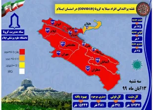 ثبت ۱۷۵ مورد مثبت جدید در شبانه روز گذشته