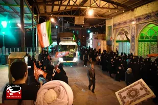 برپایی مراسم بدرقه باشکوه خادمان موکب به کربلا در سرخه