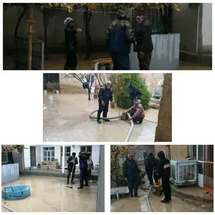 تخلیه آب گرفتگی برخی ازمنازل درسطح روستای اسفندآباد