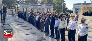 ادای احترام دستگاه قضایی، اداری و نظامی تربت&zwnj;جام به آرمان&zwnj;های مقدس شهیدان انقلاب+ تصاویر