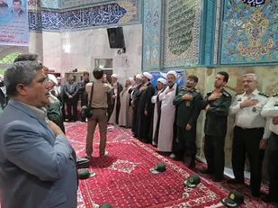 مراسم سومین روز شهادت شهدای مریوان امروز در مسجد جامع قروه برگزار شد