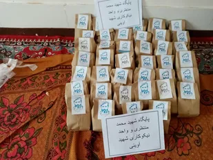 تهیه و توزیع ۱۰۰ بسته معیشتی در روستای حسین آباد بسطام+ تصاویر
