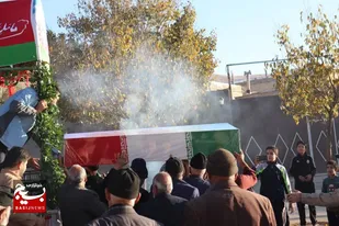 استقبال از شهید گمنام دوران دفاع مقدس در قهاوند