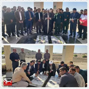 غبارروبی و عطر افشانی گلزار شهدای گمنام در لالی