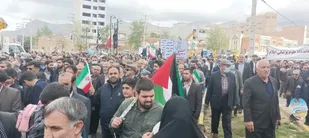 حضور سازمان یافته بسیجیان وکارکنان دانشگاه علوم پزشکی استان در راهپیما یی روز قدس