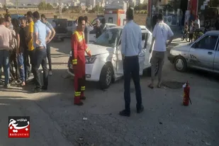 برخورد خودروی دنا و پراید در بلوار ارتش همدان ۵ مصدوم بر جای گذاشت+تصاویر