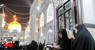 ندای &laquo;یارب، یارب&raquo; زائران و مجاوران بارگاه منور رضوی زیر چتر قرآن + (فیلم و عکس)