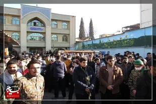 وداع دانش آموزان دبیرستان علوم و معارف اسلامی شهید مطهری شیراز با شهید گمنام دانش آموز