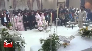 آغاز شیرین زندگی؛ ۱۰ زوج بسیجی جشن پیوند آسمانی را برگزار کردند