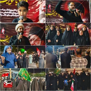 مراسم عزای اباعبدالله الحسین(ع) در شب ۲۸محرم بیاد رهبر شهید امت در میدان قدس توسط مردم غیور و ولایتمدار حمیدیه